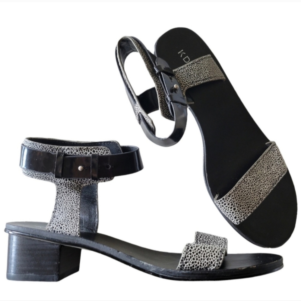KD Black and Silver Block Heel Sandals